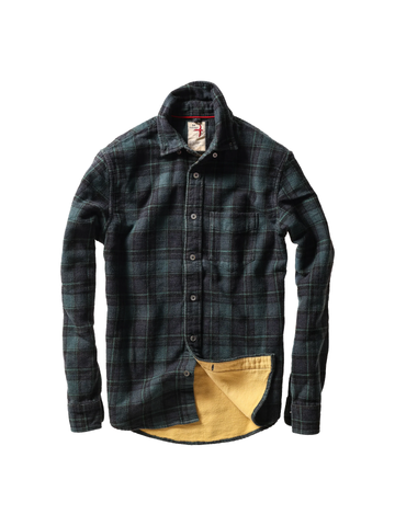 Plaid Chamois-Lined Flannel in Green, Navy and Black