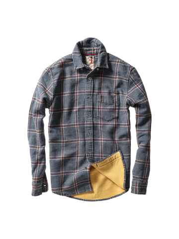 Plaid Chamois-Lined Flannel in Blue Khaki and Red