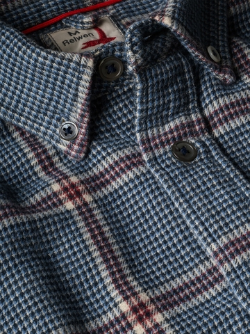 Plaid Chamois-Lined Flannel in Blue Khaki and Red