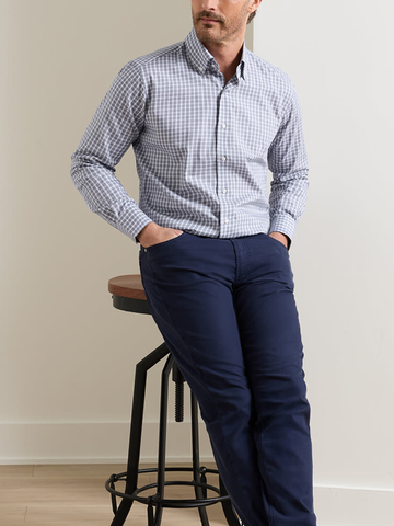 Chester Cotton Sport Shirt in Navy
