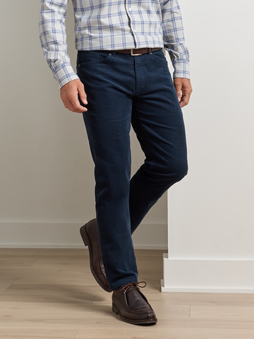 Classic Comfort Corduroy Five Pocket Pant in Dark Navy
