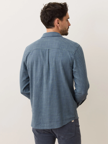Classic LS Stretch Selvage Shirt in Green Navy Gingham