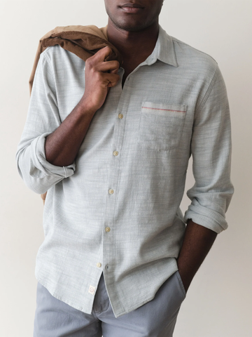 Classic LS Stretch Selvage Shirt in Aqua