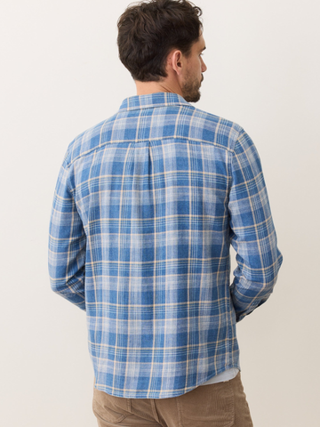 Classic LS Stretch Selvage Shirt in Blue Indigo Plaid