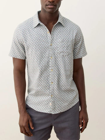 Classic Stretch Selvage Shirt in Light Blue Agave Print