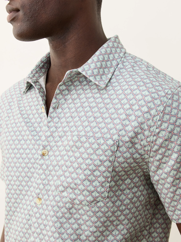 Classic Stretch Selvage Shirt in Light Blue Agave Print