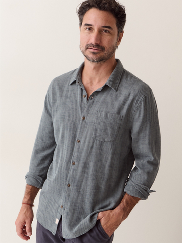 Classic Stretch Selvage Shirt Woven in Balsam Mini Stripe