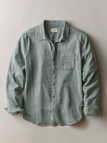 Classic Stretch Selvage Shirt Woven in Balsam Mini Stripe