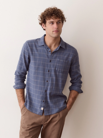 Classic Stretch Selvage Shirt Woven in Navy Windowpane