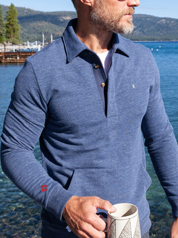 Collared Sweatshirt in Heather Navy