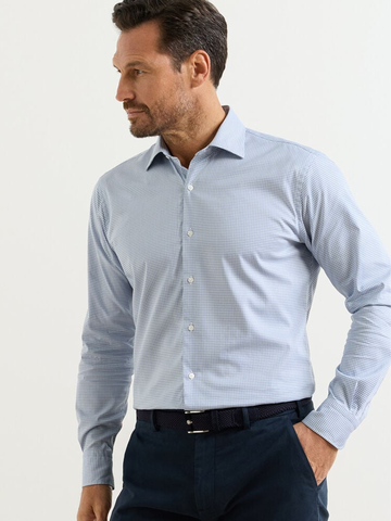 Conway Crown Lite Cotton Stretch Sport Shirt in Windsor Blue