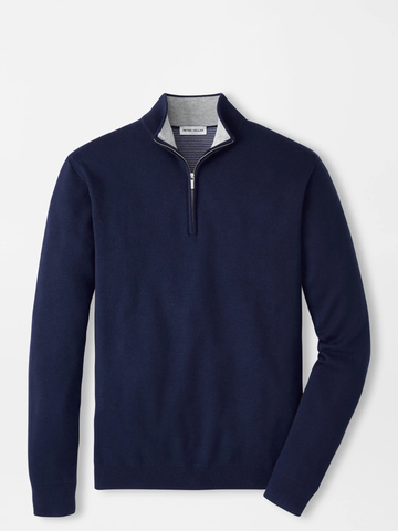 Coolspun Lite Cotton Quarter-Zip Sweater in Navy