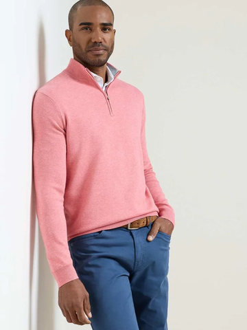 Coolspun Lite Cotton Quarter-Zip Sweater in Venetian Pink