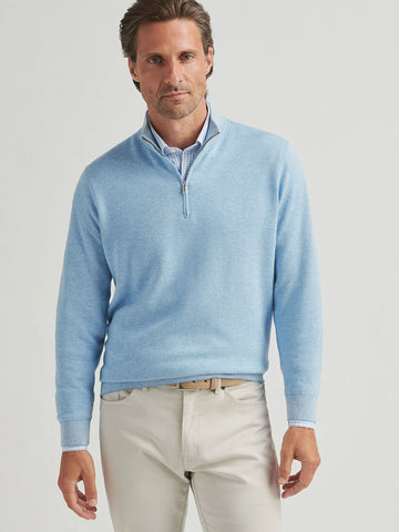 Cool Spun Birdseye Quarter-Zip Sweater in Morning Blue