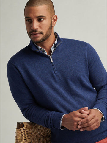 Cool Spun Birdseye Quarter-Zip Sweater in Navy