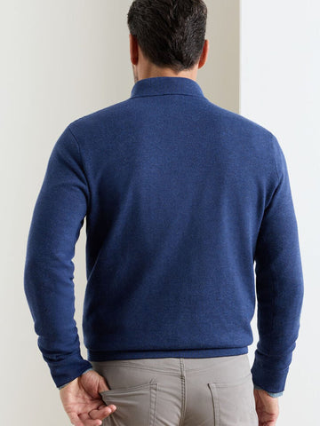 Coolspun Lite Birdseye Quarter Zip Sweater in Navy