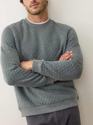 Corbet Quilted Crewneck in Dusty Pine