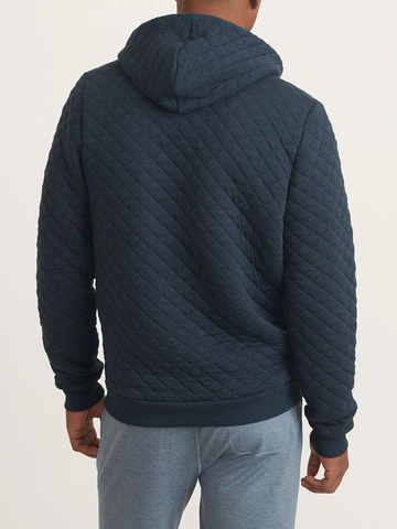 Corbet Quilted Full Zip Hoodie in Navy