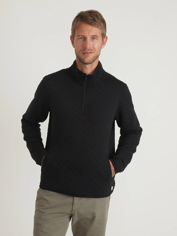 Corbet Quilted Pullover in Black Heather