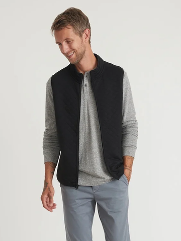 Corbet Full Zip Vest Jacket in Black Heather