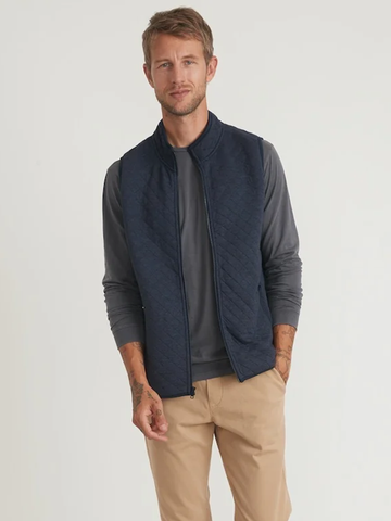 Corbet Full Zip Vest Jacket in Navy Heather
