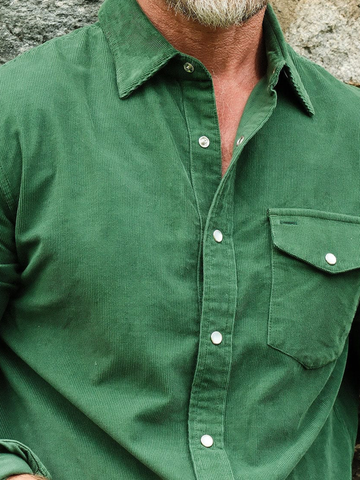 Corduroy Pearl Snap in Emerald Isle