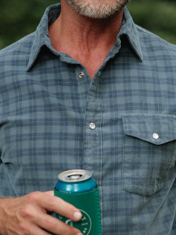 Corduroy Pearl Snap Button-Up in Slate Check