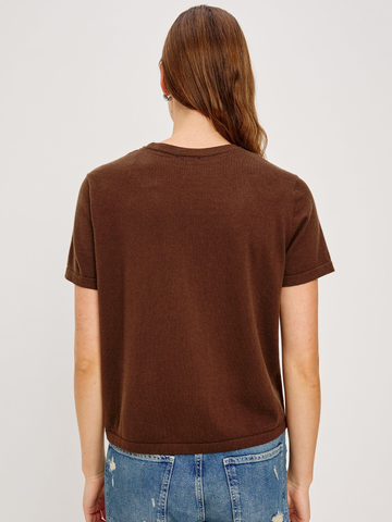 Cotton Cashmere SS Tee in Espresso