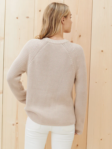 Cotton Fisherman Sweater in Oatmeal