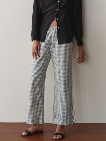 The Cotton Gingham Stripe Crop Pant in Dill