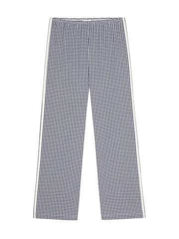 The Cotton Gingham Stripe Crop Pant in Jet