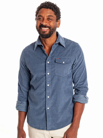 Corduroy Pearl Snap in Slate Blue