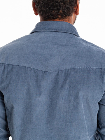 Corduroy Pearl Snap in Slate Blue