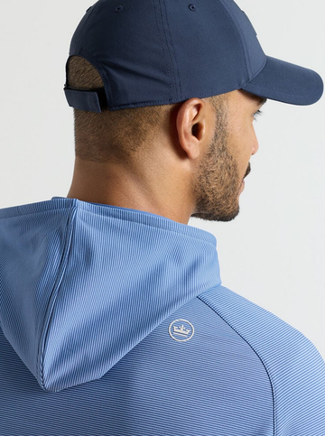 Custom Cape Pine Sugar Stripe Performance Hoodie in Windsor Blue