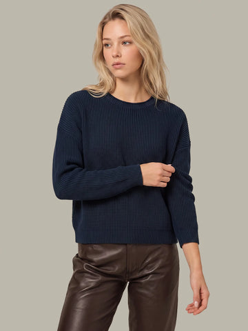 Daphne Cropped Pullover in Dark Blue