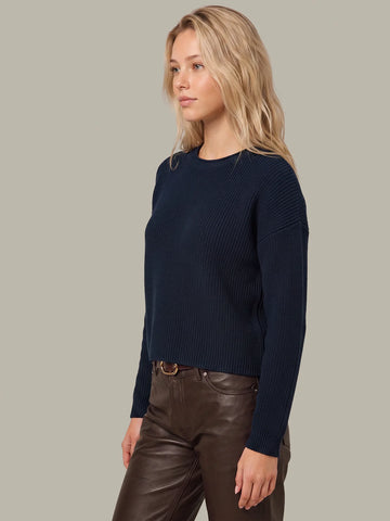 Daphne Cropped Pullover in Dark Blue