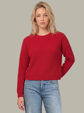 Daphne Cropped Pullover in True Red