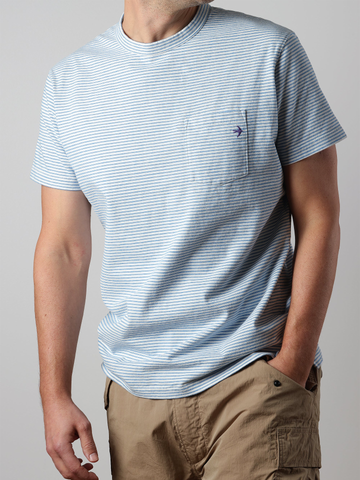 DBL Feedstripe Tee in White/Marine