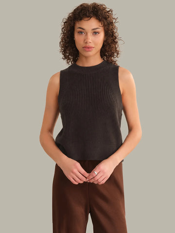 Demi High Crew Neck Tank in Chocolate Plum