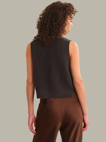 Demi High Crew Neck Tank in Chocolate Plum