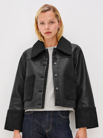 Dria Jacket in Black Shearling