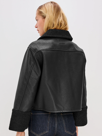 Dria Jacket in Black Shearling