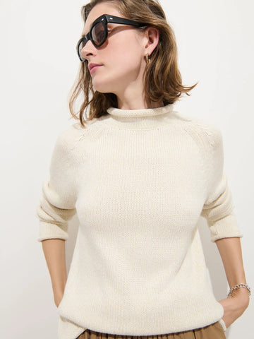 Eastport Rollneck in Marled Ivory