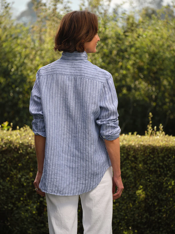 Eileen Button Up in Blue Navy Stripe