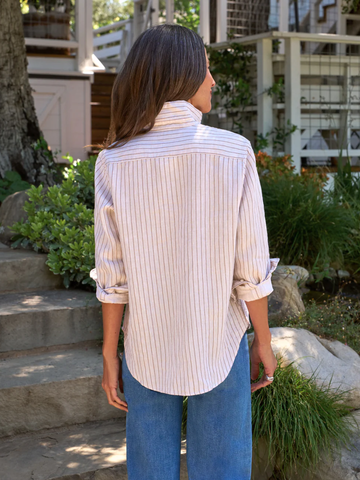 Eileen Relaxed Button-Up Shirt in Brown Glitter Stripe