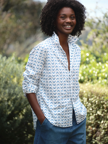 Eileen Button Up in Blue Crab