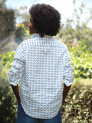 Eileen Button Up in Blue Crab