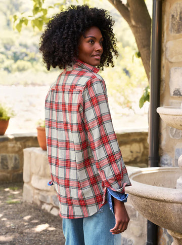 Eileen Button-Up in Red and Gray Plaid