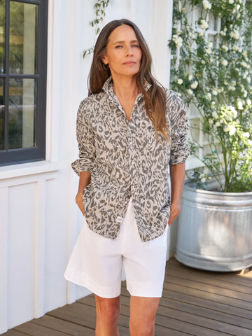 Eileen Relaxed Button-Up Shirt in Glitter Animal Print