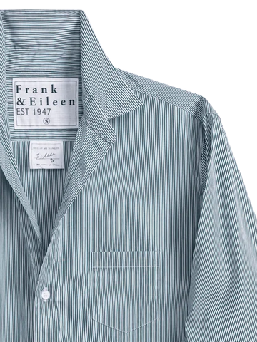 Eileen Relaxed Button-Up Shirt in Green & White Stripe